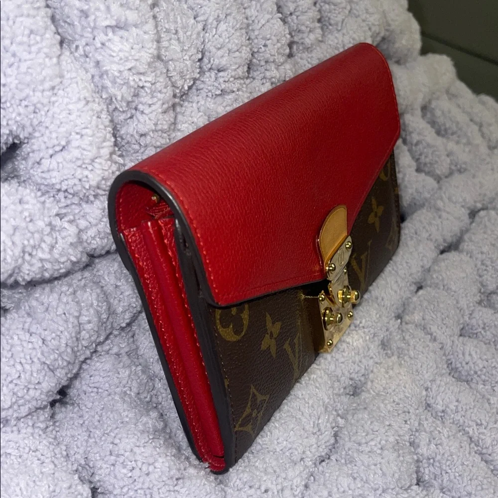 Louis Vuitton Red and Brown Monogram Clutch
